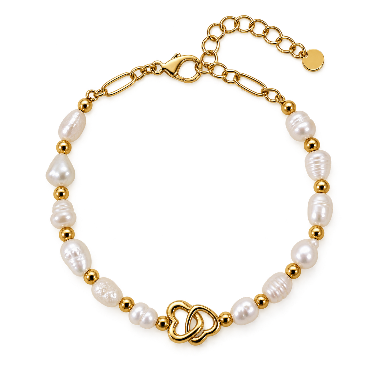Heart pearl bracelet gold