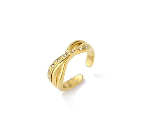 Twisted sparkle ring gold