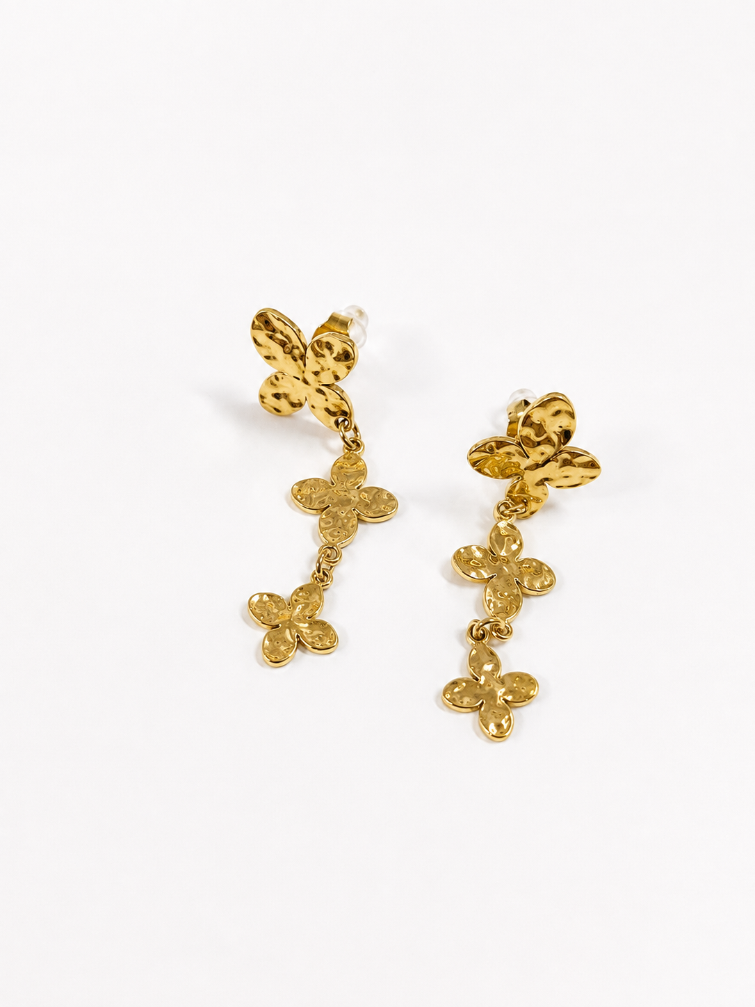 Triple flower earrings gold