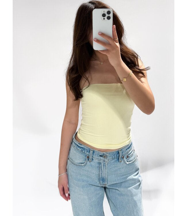 Tube top butter yellow