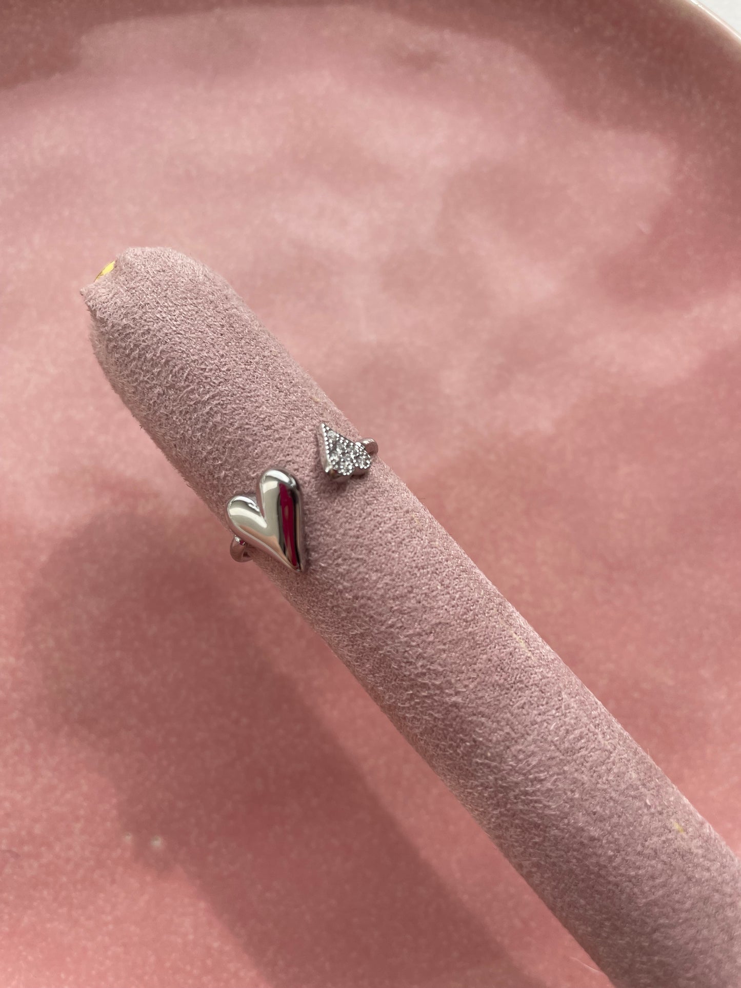 Hearts diamond ring silver