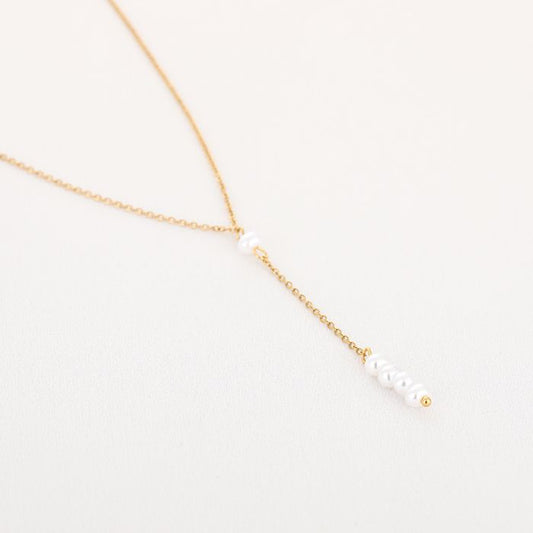 Y pearl necklace gold