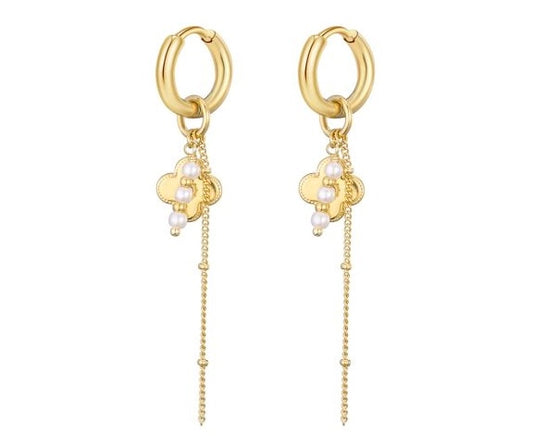 Clover pearl earrings gold