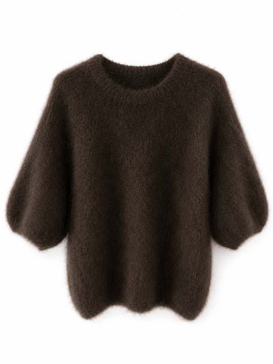 Mohair short sleeve knit brown