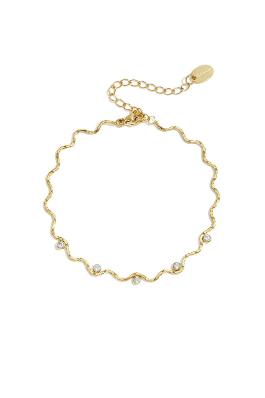 Diamond wave bracelet gold