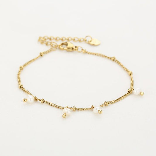 Pearl chain bracelet gold