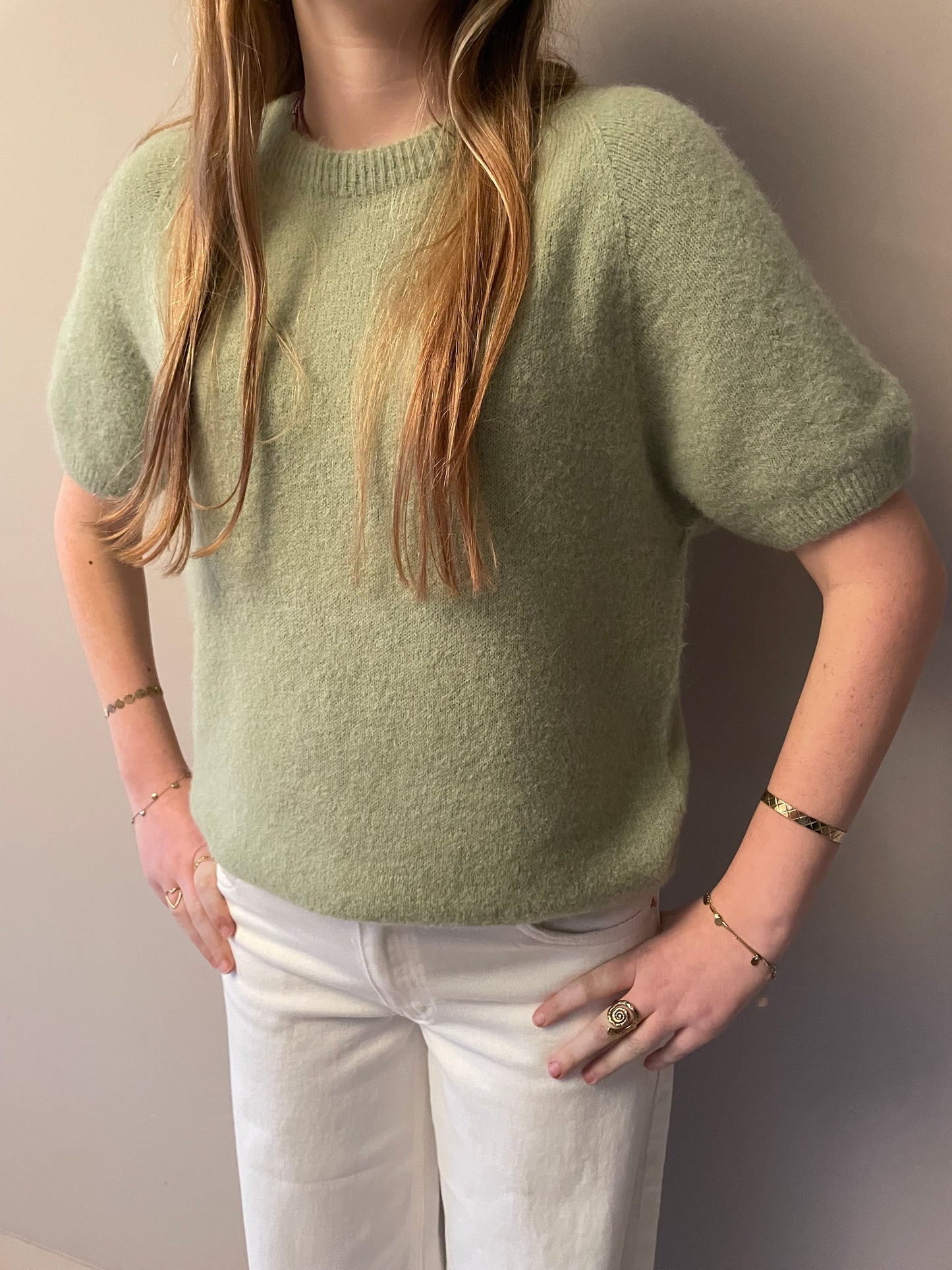 Short sleeve trui sage green