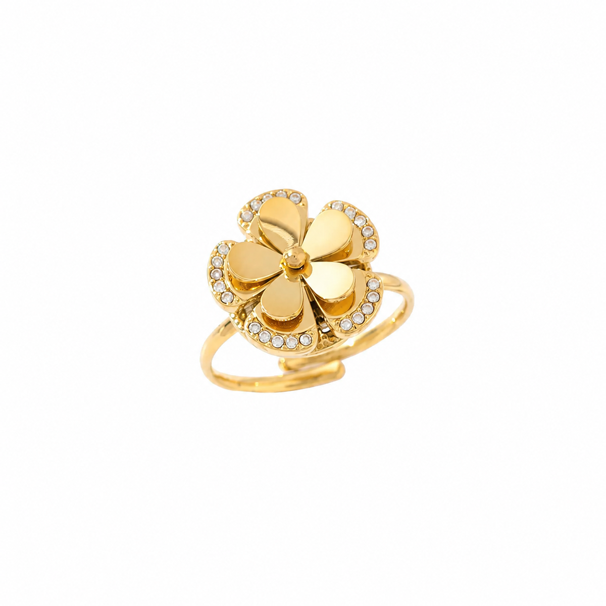 Flower little diamonds ring gold