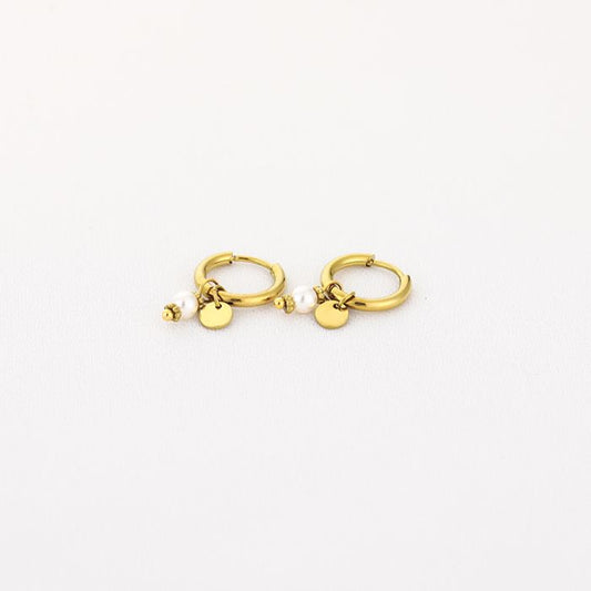 Mini pearl earrings gold