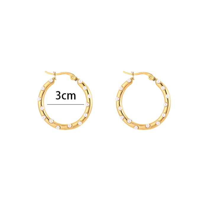 Pearl hoops gold