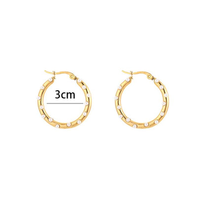 Pearl hoops gold