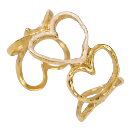Multiple heart ring beige gold