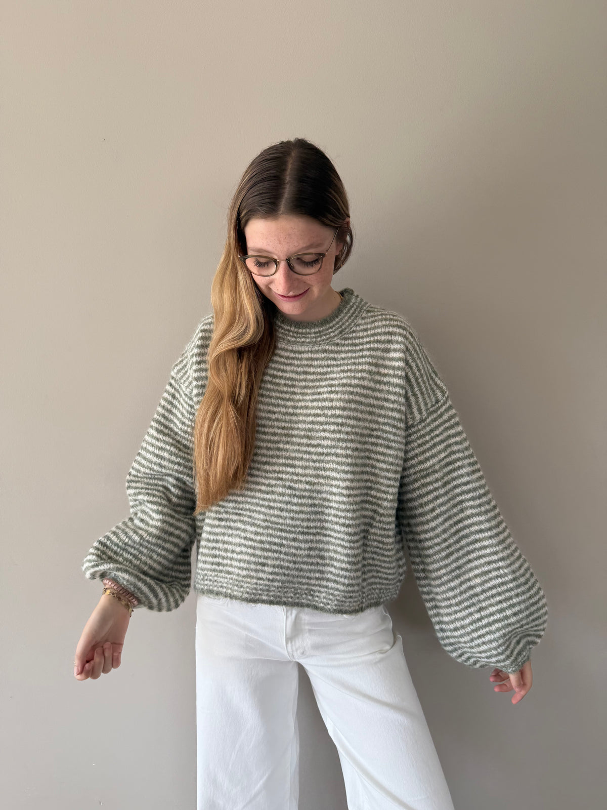 Stripes knit green white