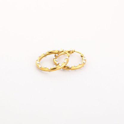 Pearl hoops gold