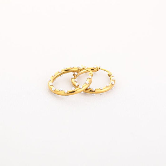 Pearl hoops gold