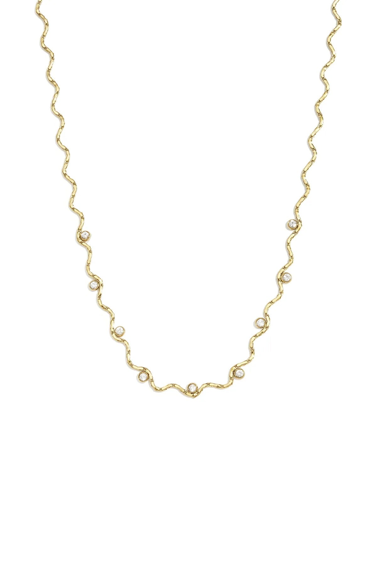 Diamond wave necklace gold