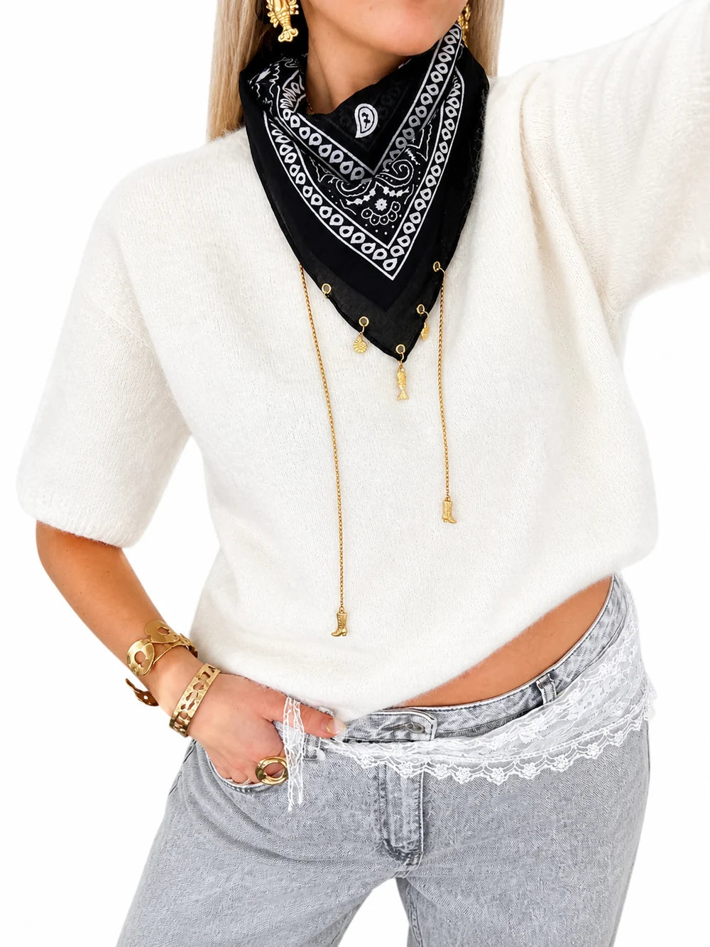 Lace scarf white