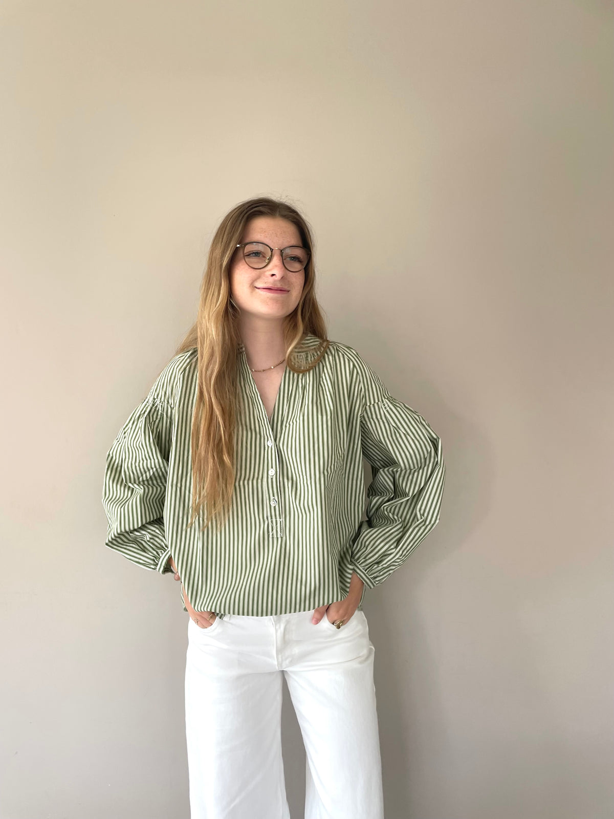Julie stripes blouse green
