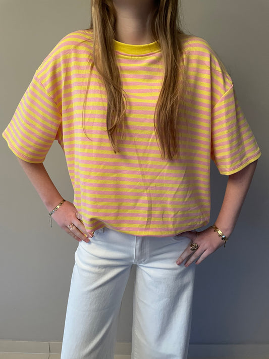 Short sleeve t-shirt pink yellow