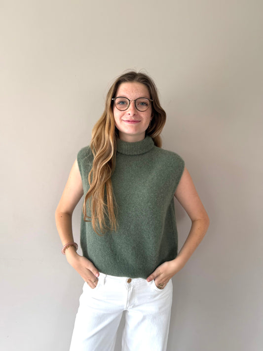 Débardeur col roulé kaki