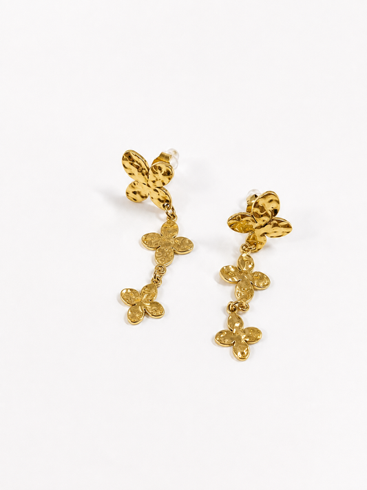 Triple flower earrings gold