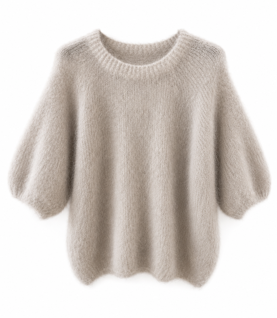 Mohair short sleeve  knit licht grijs