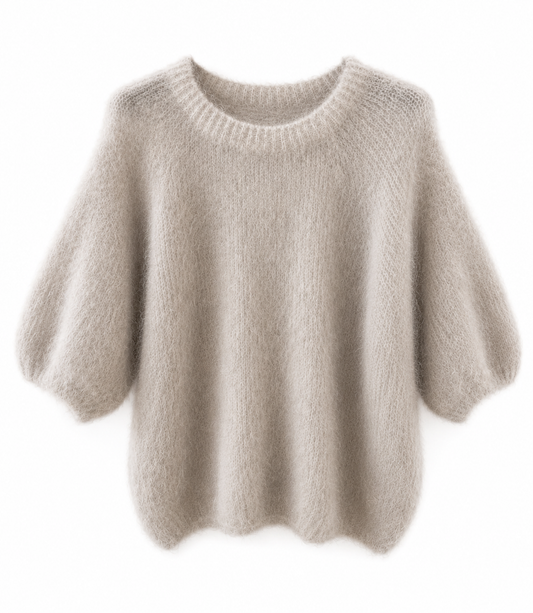 Mohair short sleeve  knit licht grijs