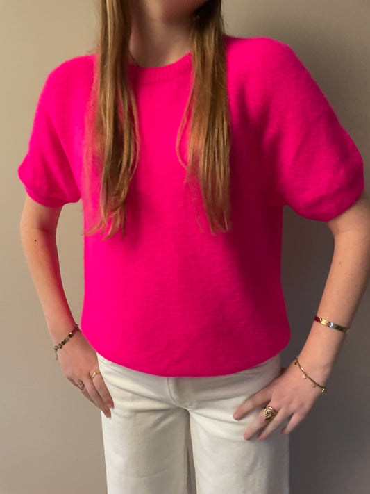 Short sleeve trui fell roze