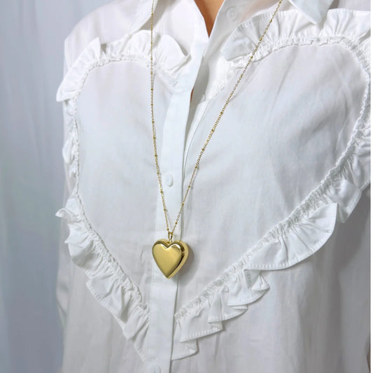 Heart long necklace gold