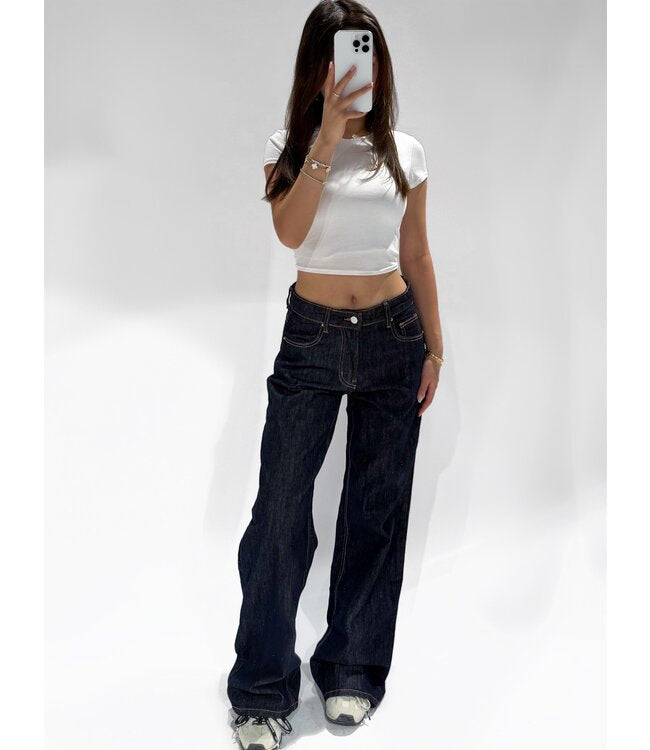 Mid waisted dark jeans - wide leg