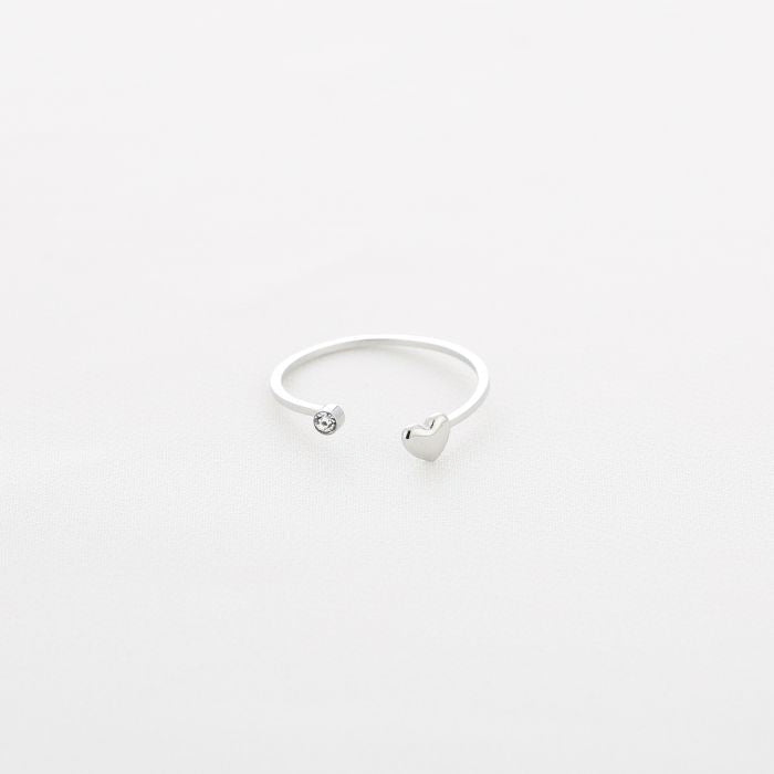 Mini heart diamond ring silver