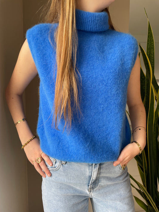 Débardeur col roulé cobalt blue
