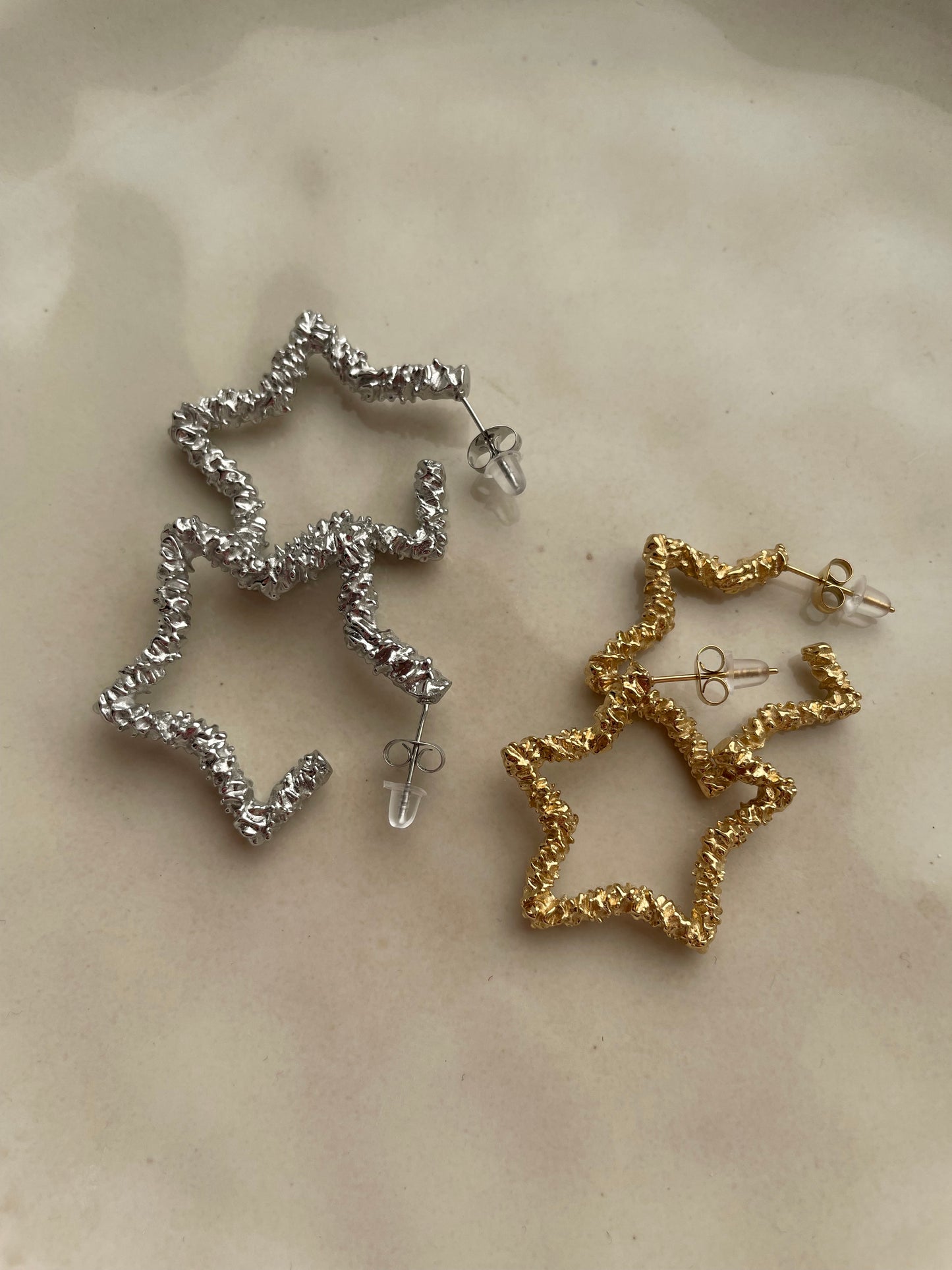 Star hoops silver