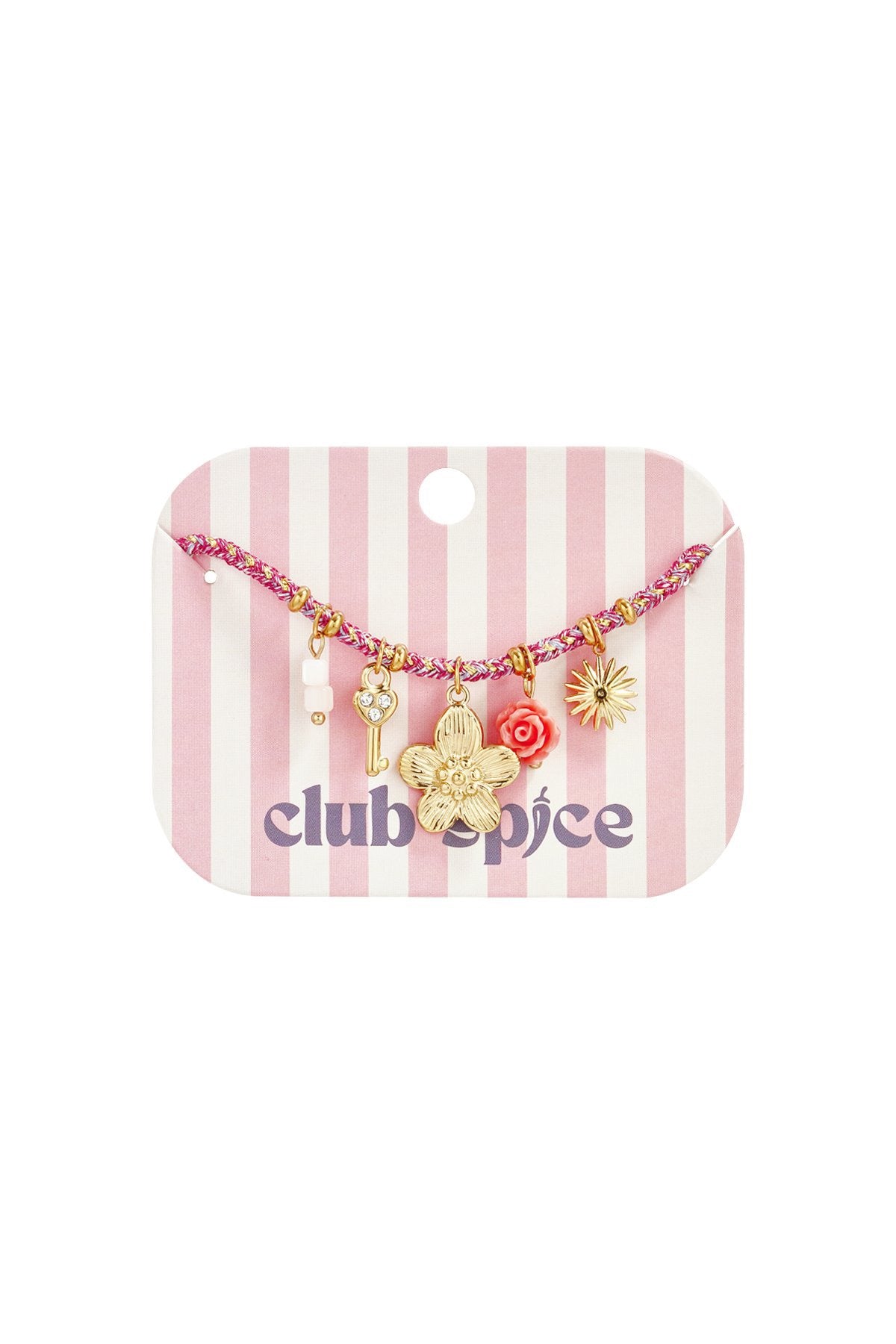 Multiple charm flower power bracelet gold