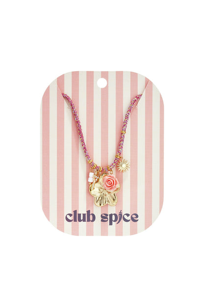 Multiple charm flower power necklace gold