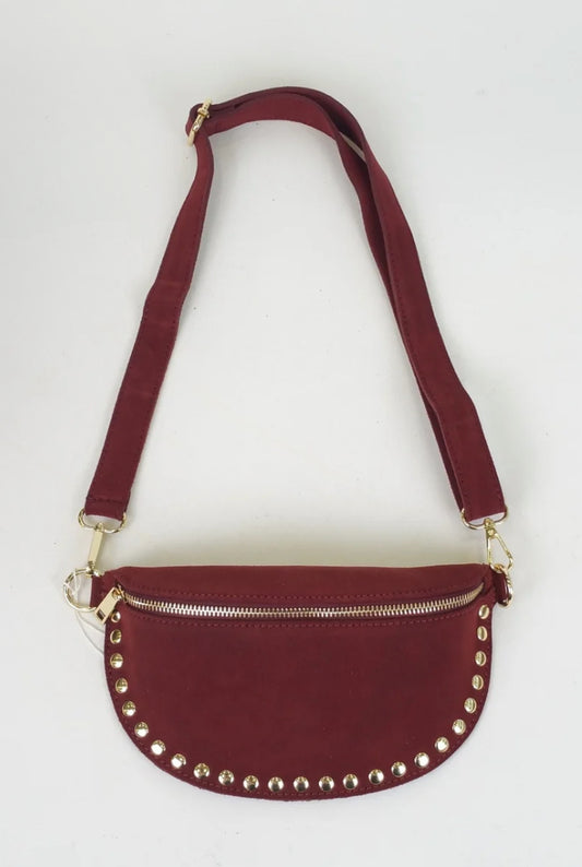 Golden studs bag bordeaux