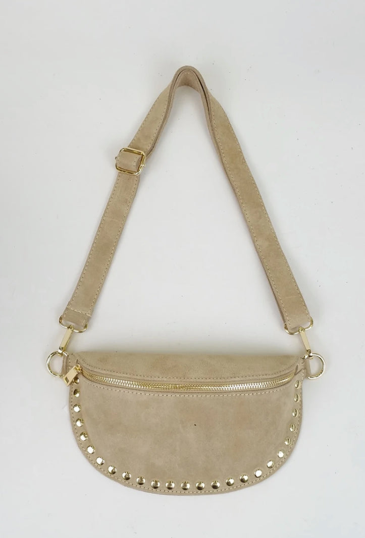 Golden studs bag beige