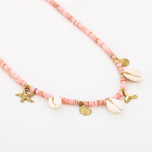 Pink summer necklace gold