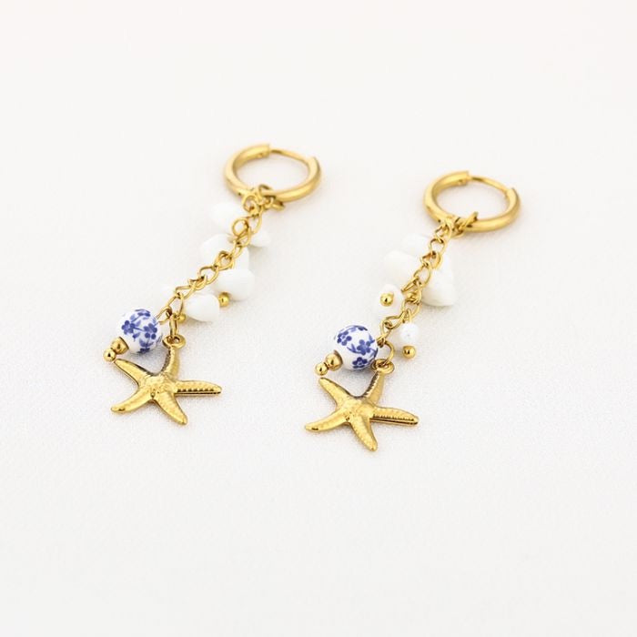 Beach seastar earrings gold