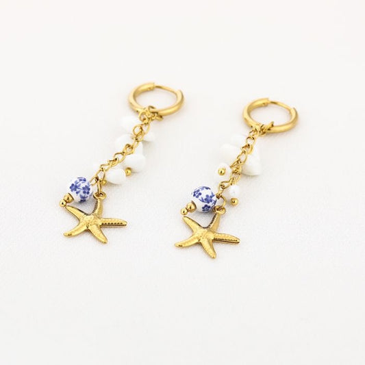 Beach seastar earrings gold