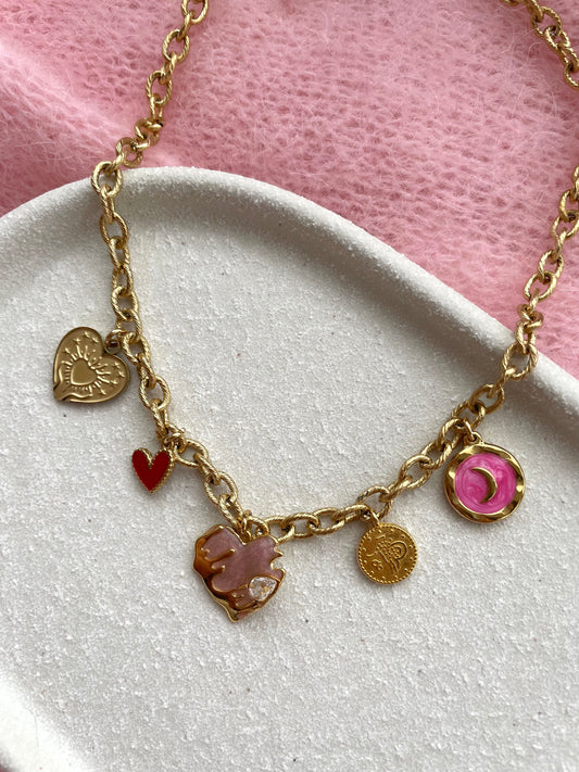 Bedelketting roze rood