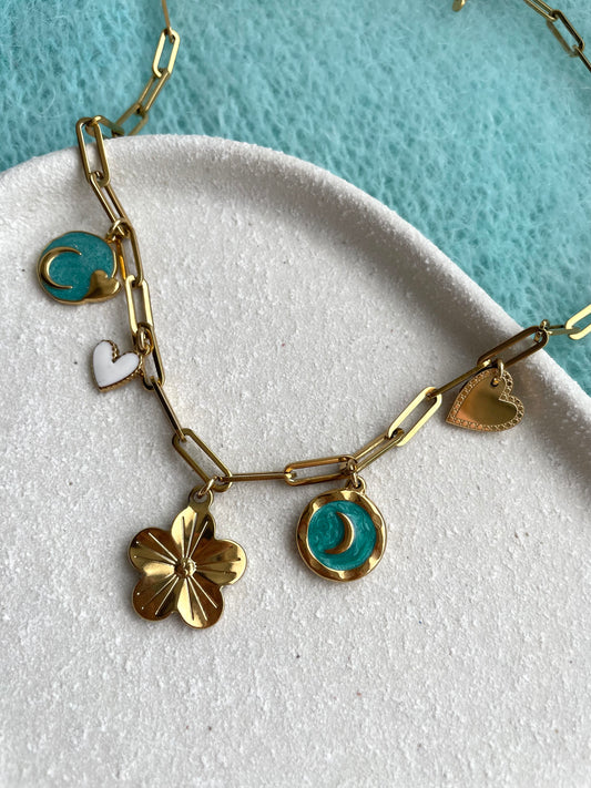 Bedelketting teal